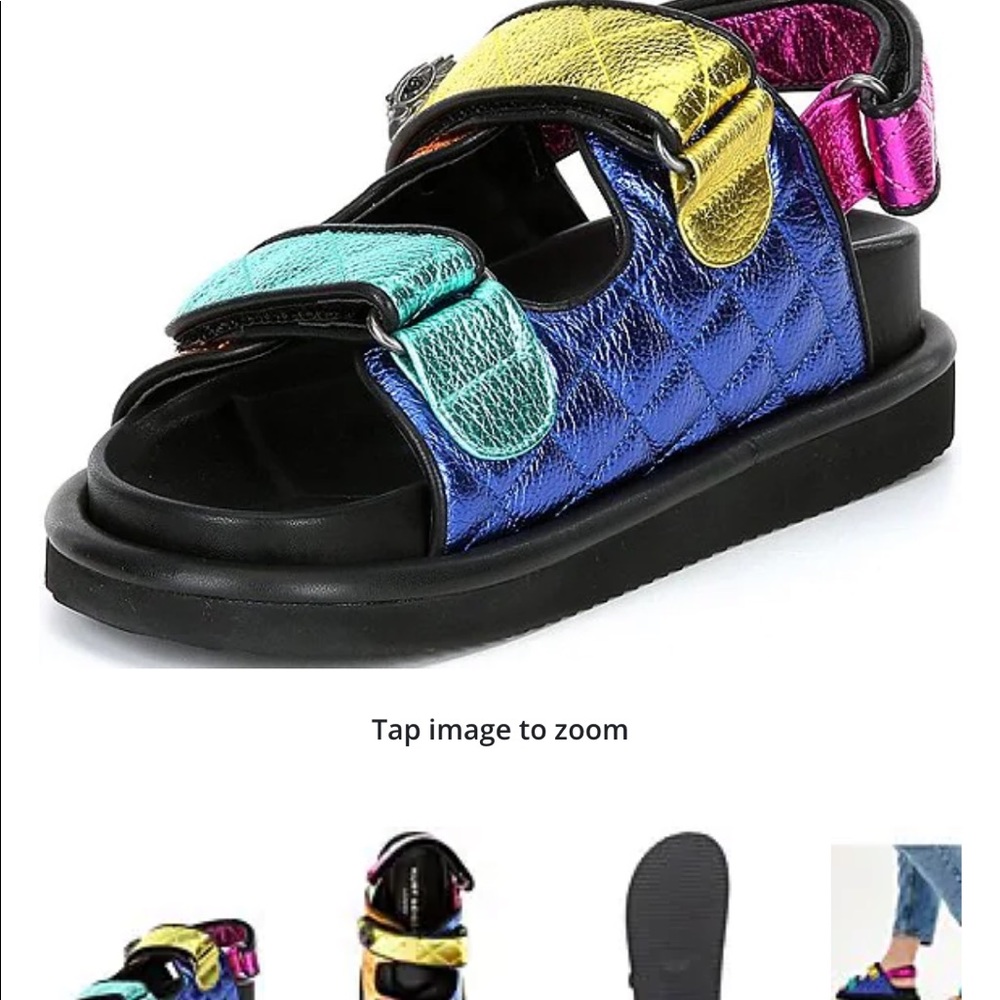 Kurt Geiger sandals with matching mini crossbody bag metallic color block 8M